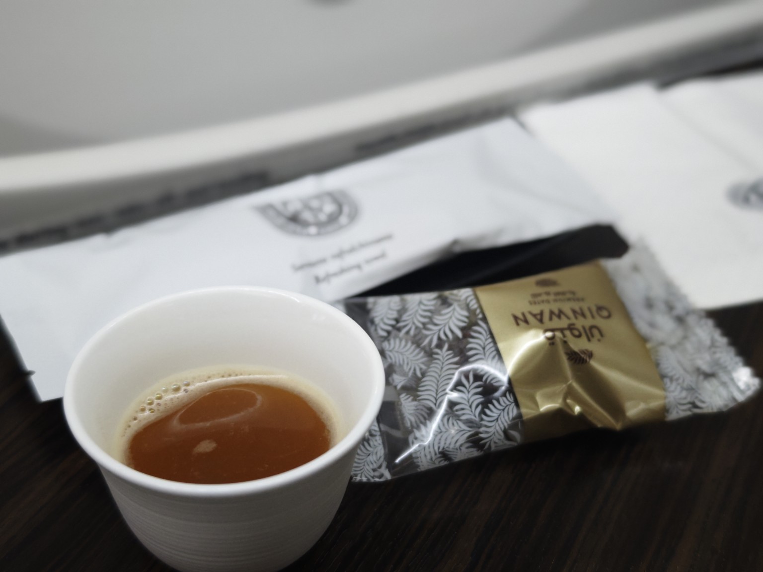 機内でいただいたアラビックコーヒー